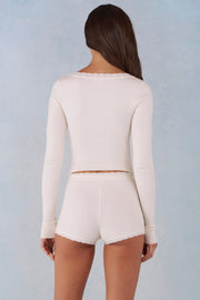 Oh Polly Tahlia cardigan ivoire maille col carré boutonné