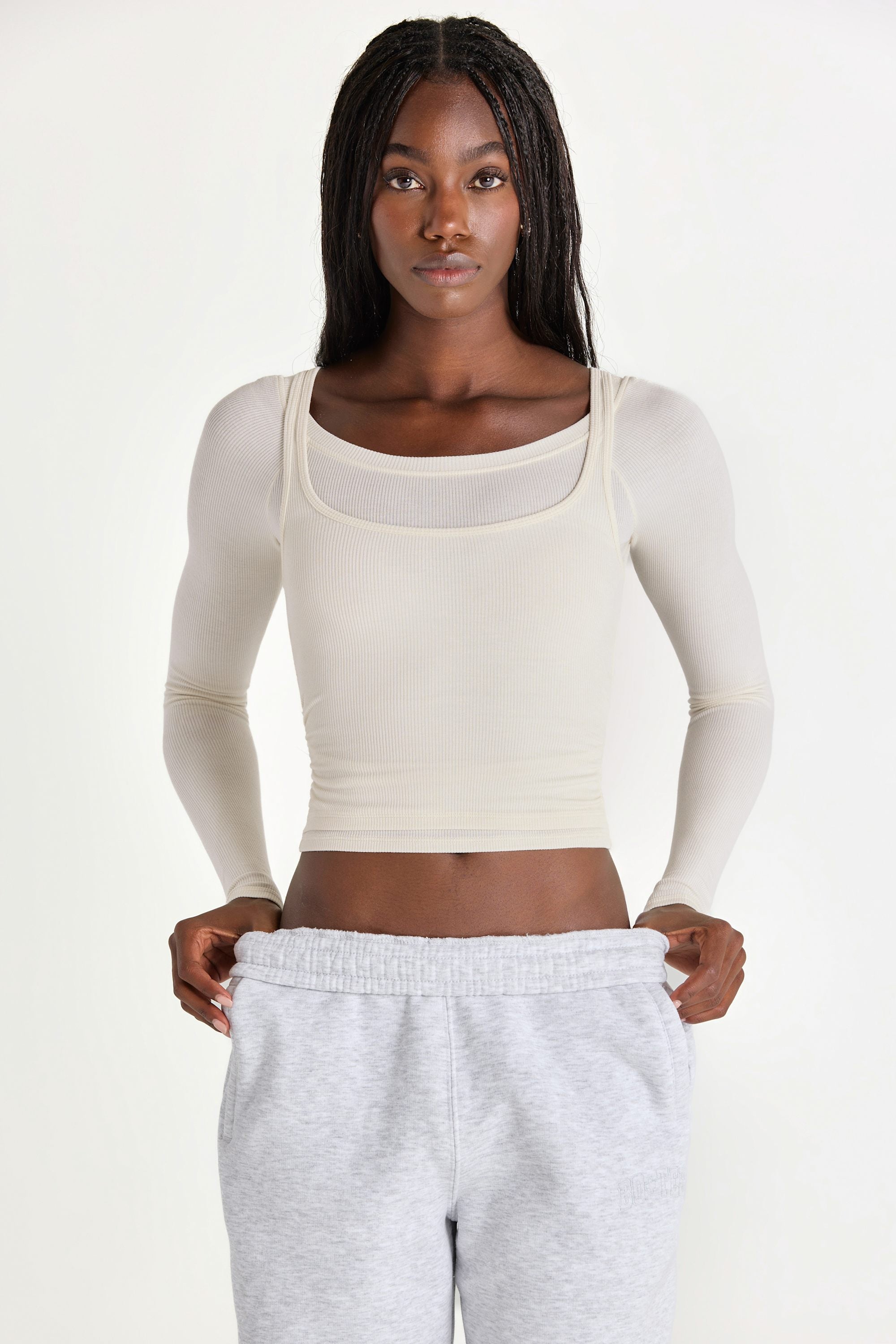 Oh Polly Tops Haut ButterCloud Coconut Côtelé Sculptant