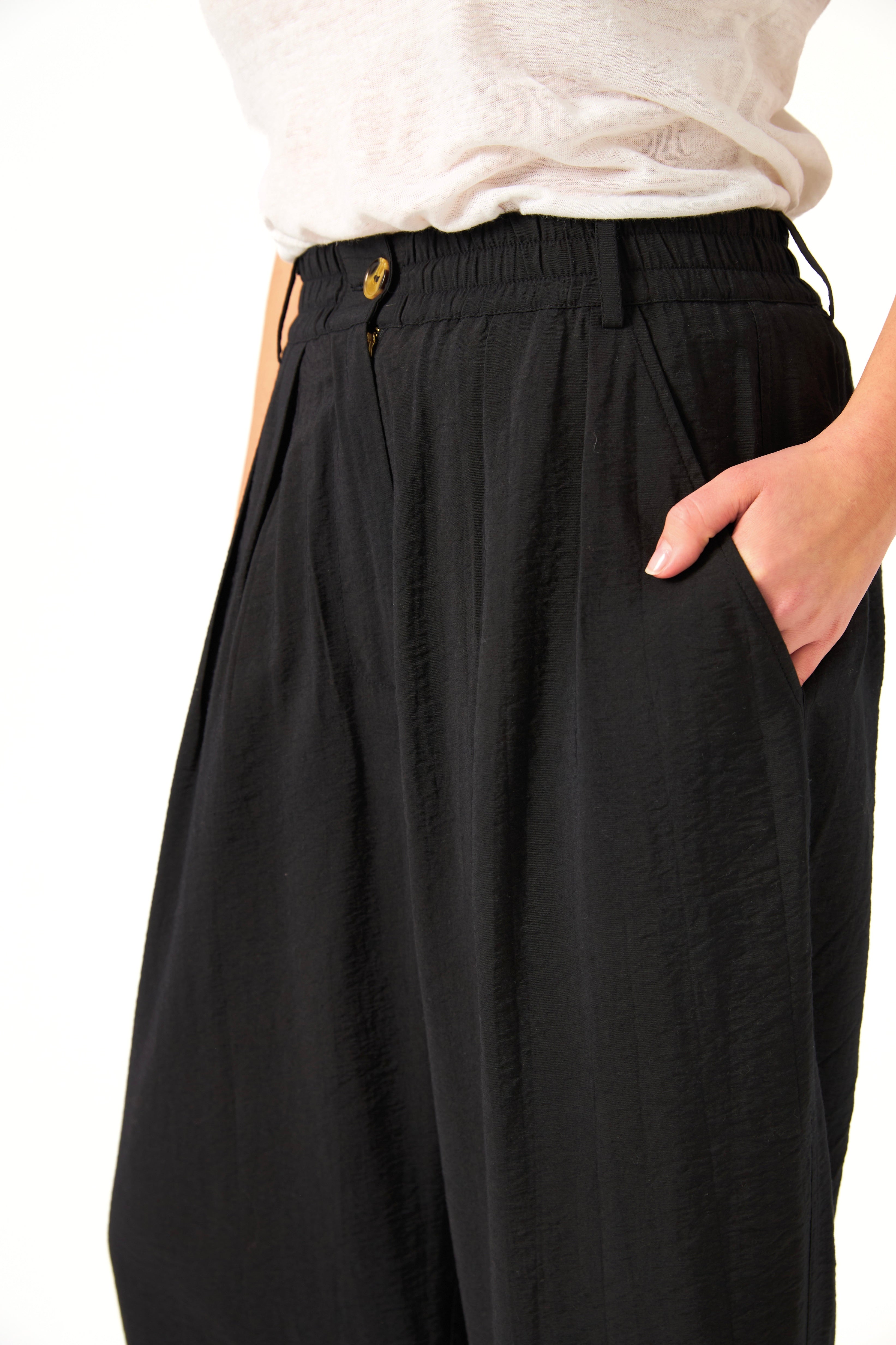 Chicosoleil Aïko pantalon large noir viscose taille haute
