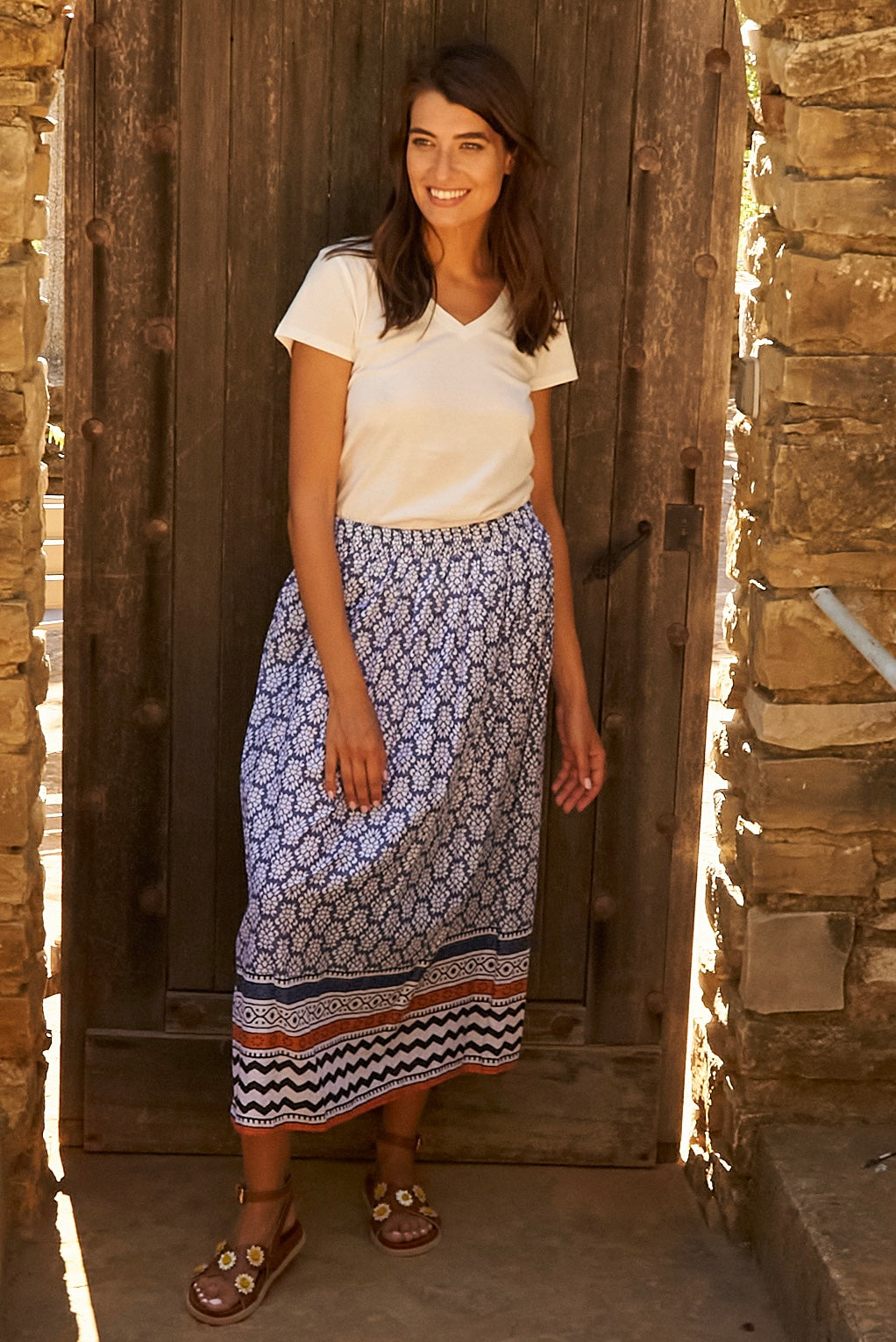 Chicosoleil Jupes Minette jupe longue bleu batik coton