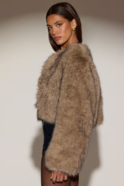 Oh Polly Galaia veste fausse fourrure marron clair oversize
