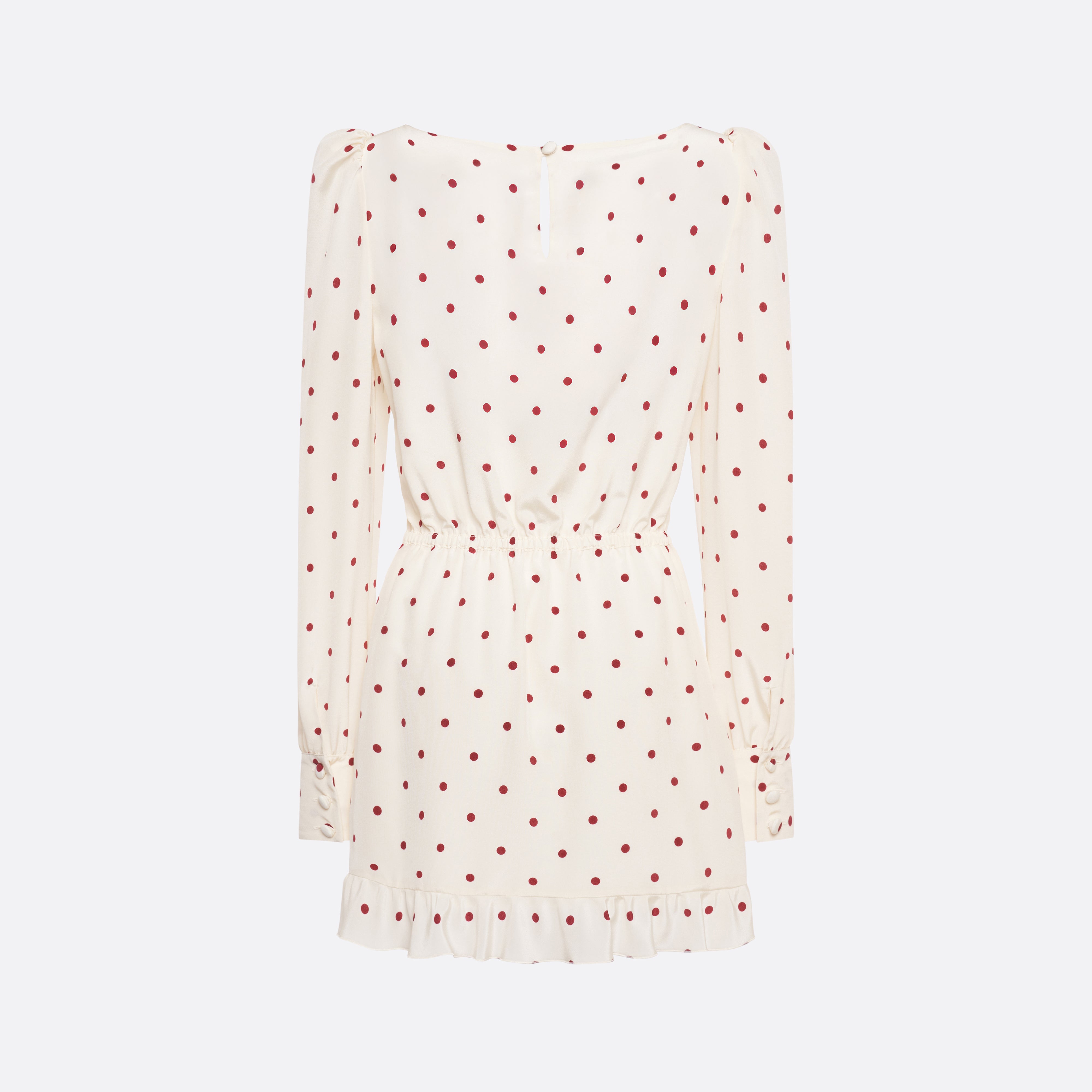Alessandra Rich Polka-Dot Silk Mini Dress robe crème bordeaux 36-46