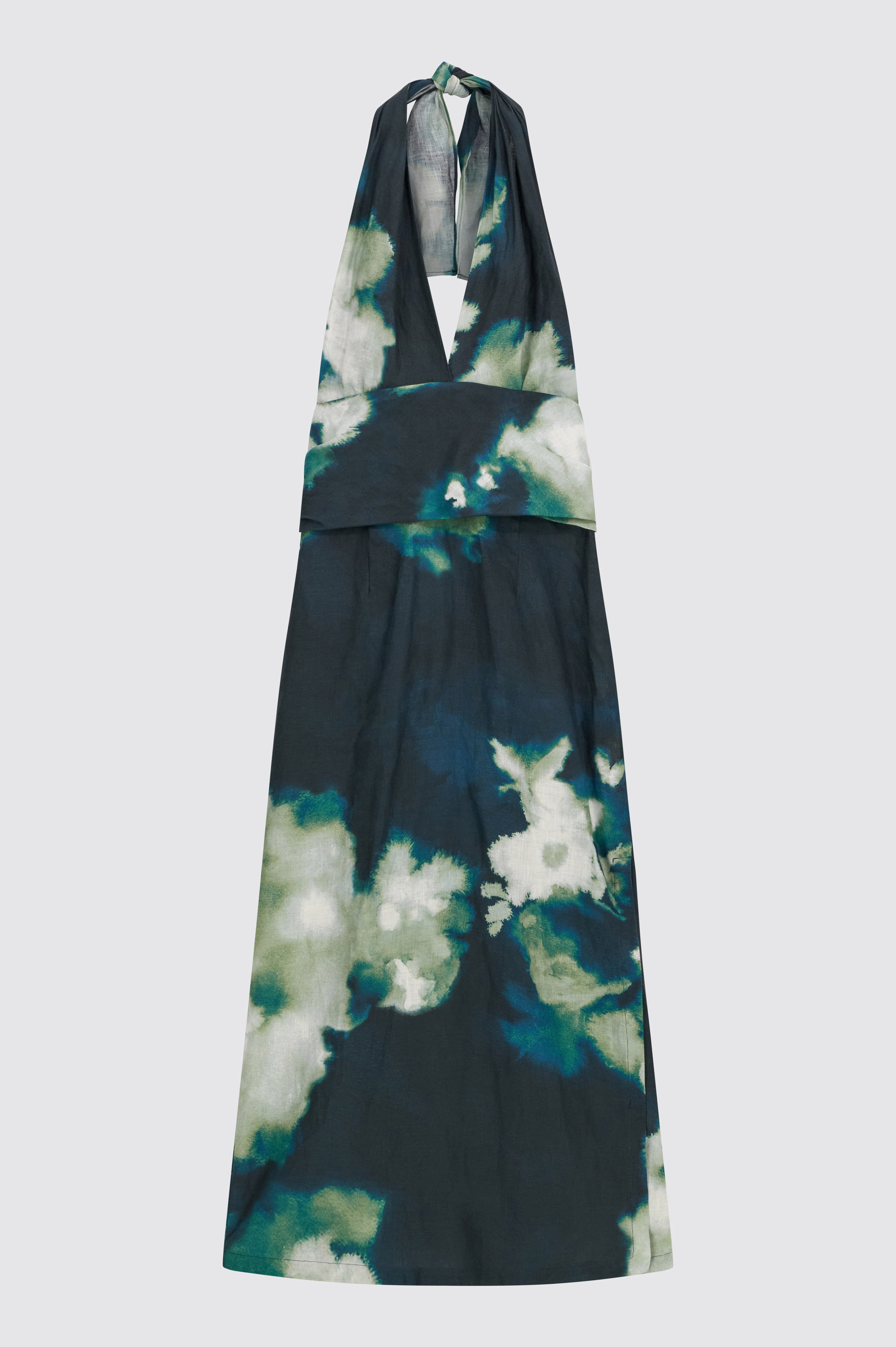 Liviana Conti Joanne robe longue lin fleurie bordeaux