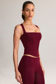 Oh Polly Vivee top bordeaux col carré moulant modal
