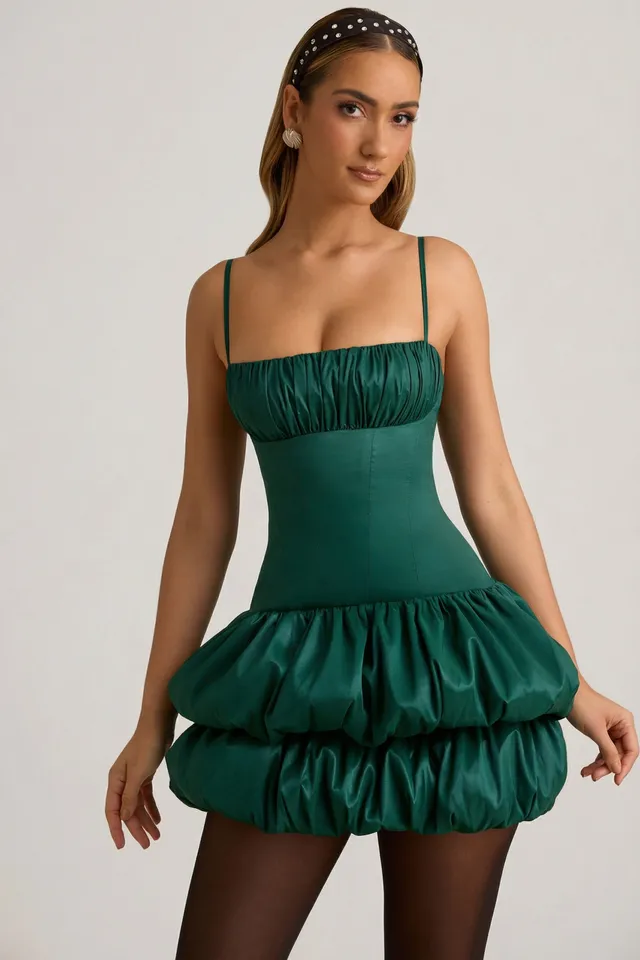 Oh Polly Clarice 12015 mini robe satin vert émeraude