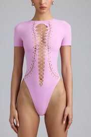 Oh Polly Raine Body Lacets Rose Violet Moulant