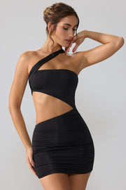 Oh Polly Shyla 8133 robe noire mini froncée cut out
