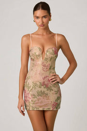 Oh Polly Robe mini bustier 13719 rose strass fleurs