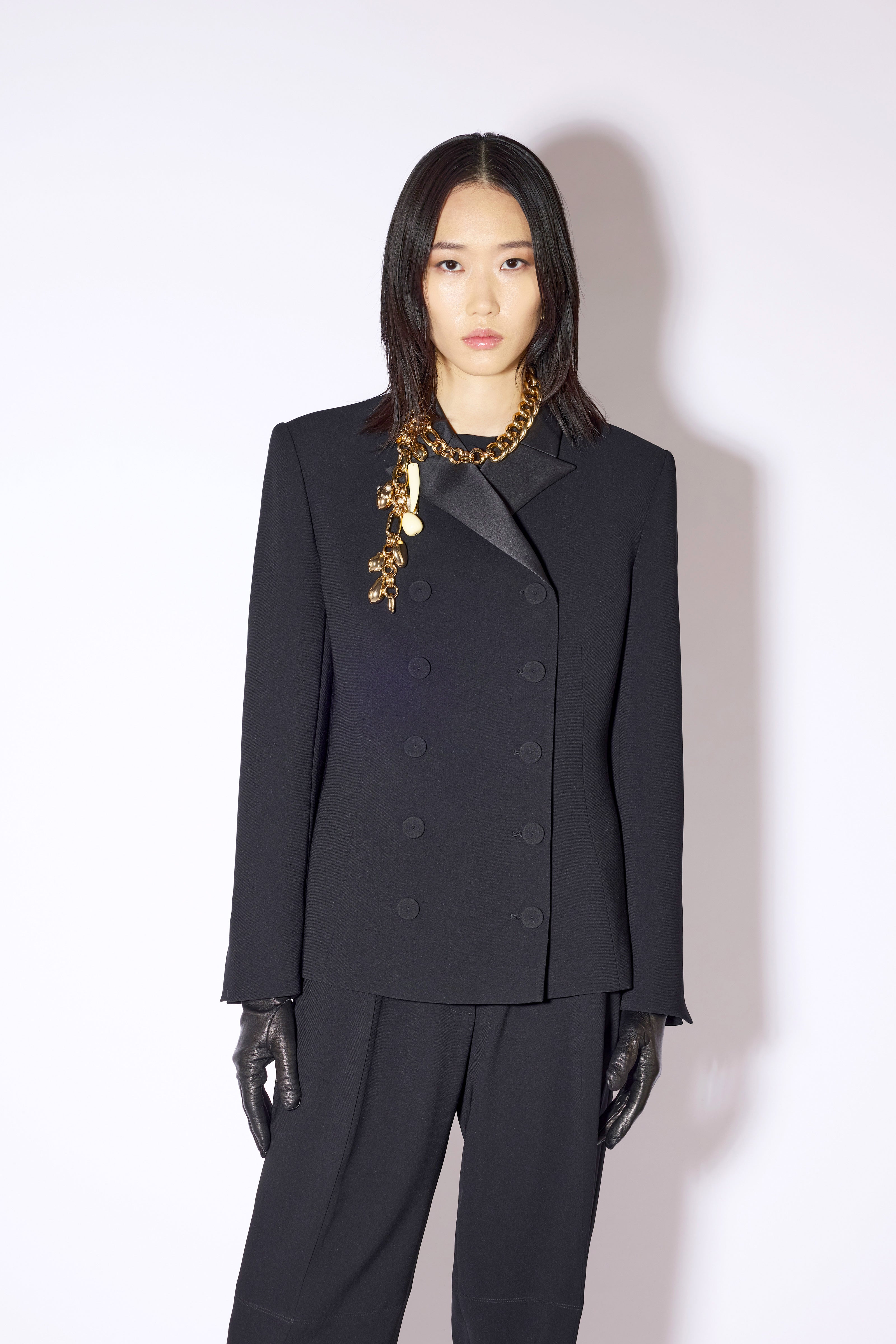Liviana Conti Louis blazer noir double-boutonné satin