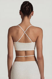 Oh Polly Embellished Pisa haut crop blanc perles strass