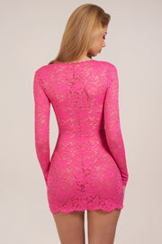 Oh Polly Darla 15400 mini robe dentelle rose fluo transparente