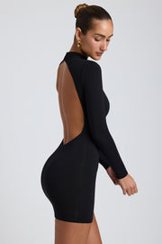 Oh Polly Dresses 8484 mini robe noire dos nu modal