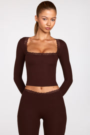 Oh Polly Tops Retta haut manches longues modal marron