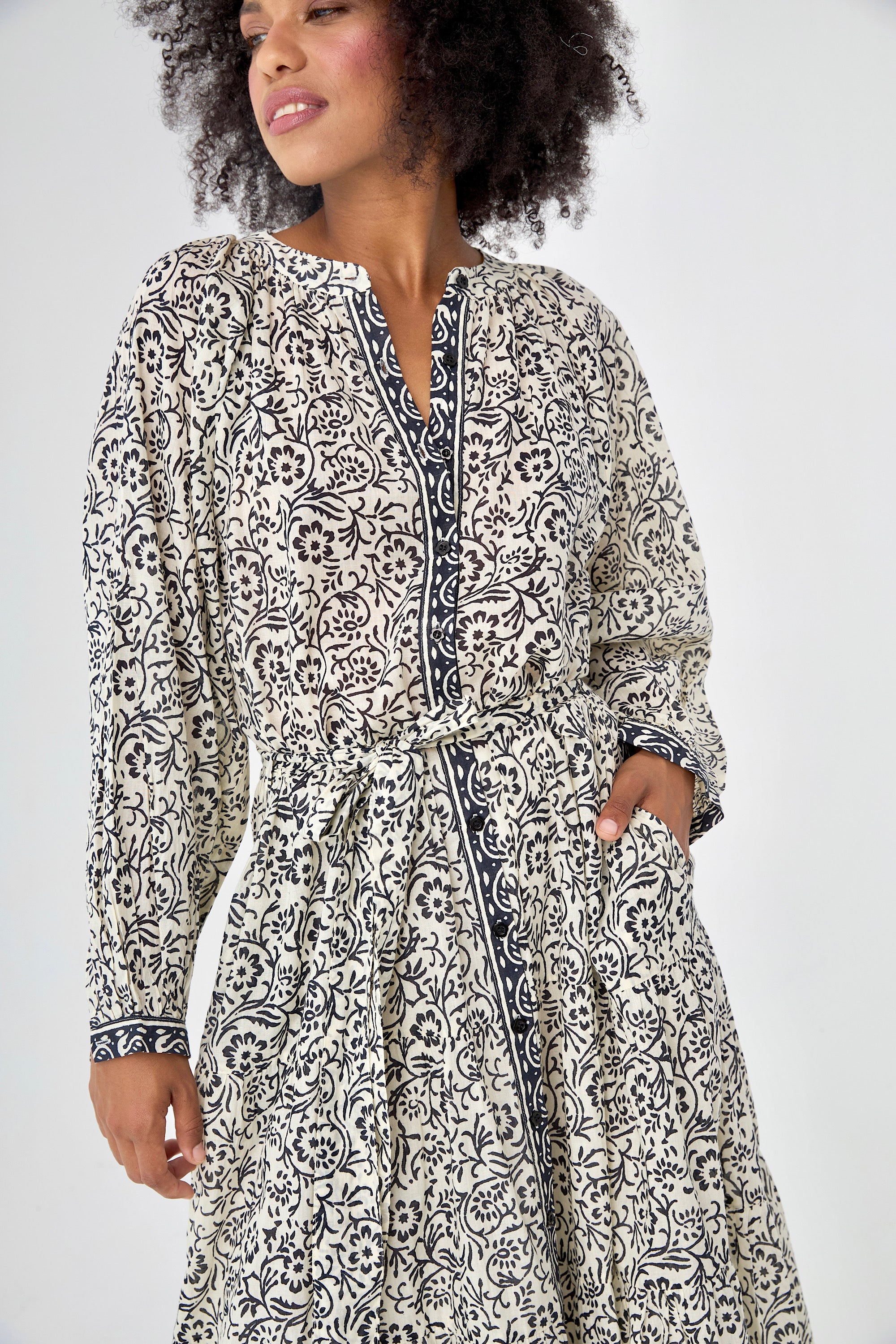 Chicosoleil Thelma robe longue coton fleurs de tiaré
