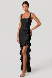 Oh Polly 13141 Robina robe corset noire sequins