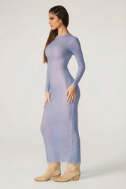 Oh Polly Embellished Yasmin Robe Longue Bleue Strass