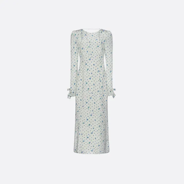Alessandra Rich Silk Open Back Midi robe soie bleu taille 38