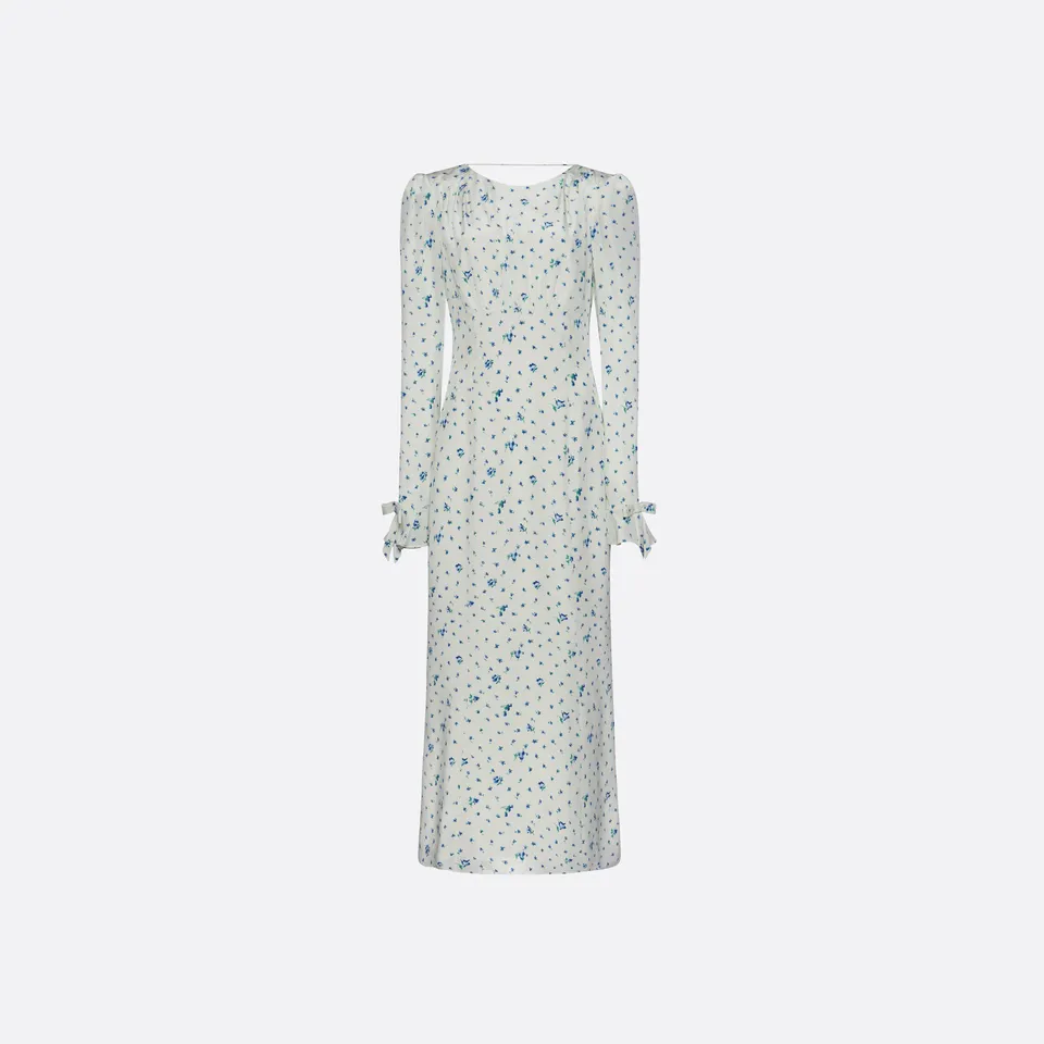 Alessandra Rich Silk Open Back Midi robe soie bleu taille 38