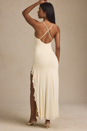 Oh Polly Coraline robe maxi ivoire fentes volants
