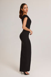 Oh Polly Maude robe maxi noire asymétrique fendue
