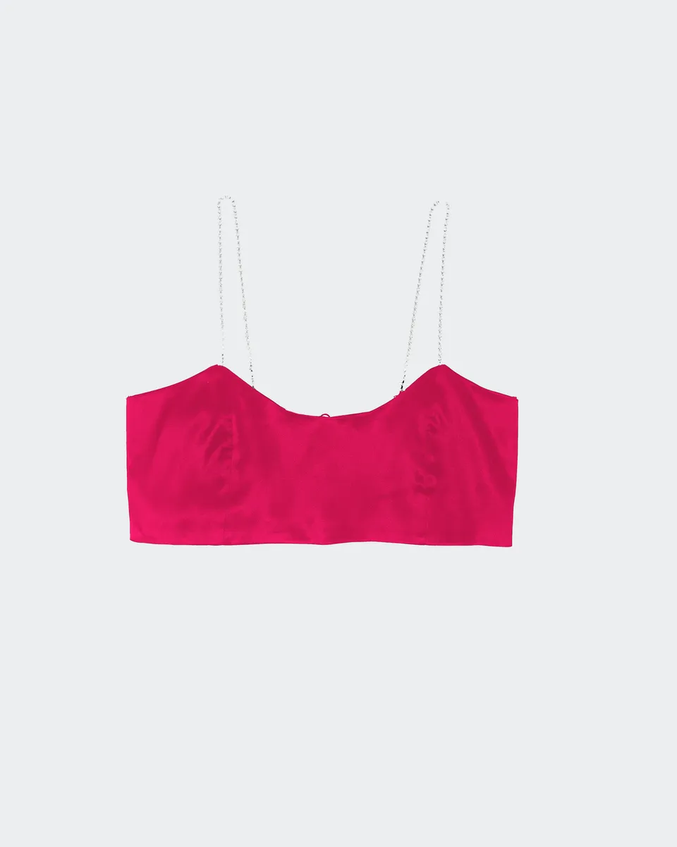 The Ethiquette Gigi crop top satin soie fuchsia taille XS-XL