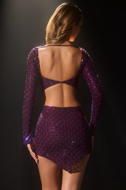 Oh Polly Thora crop top violet strass corset 12453