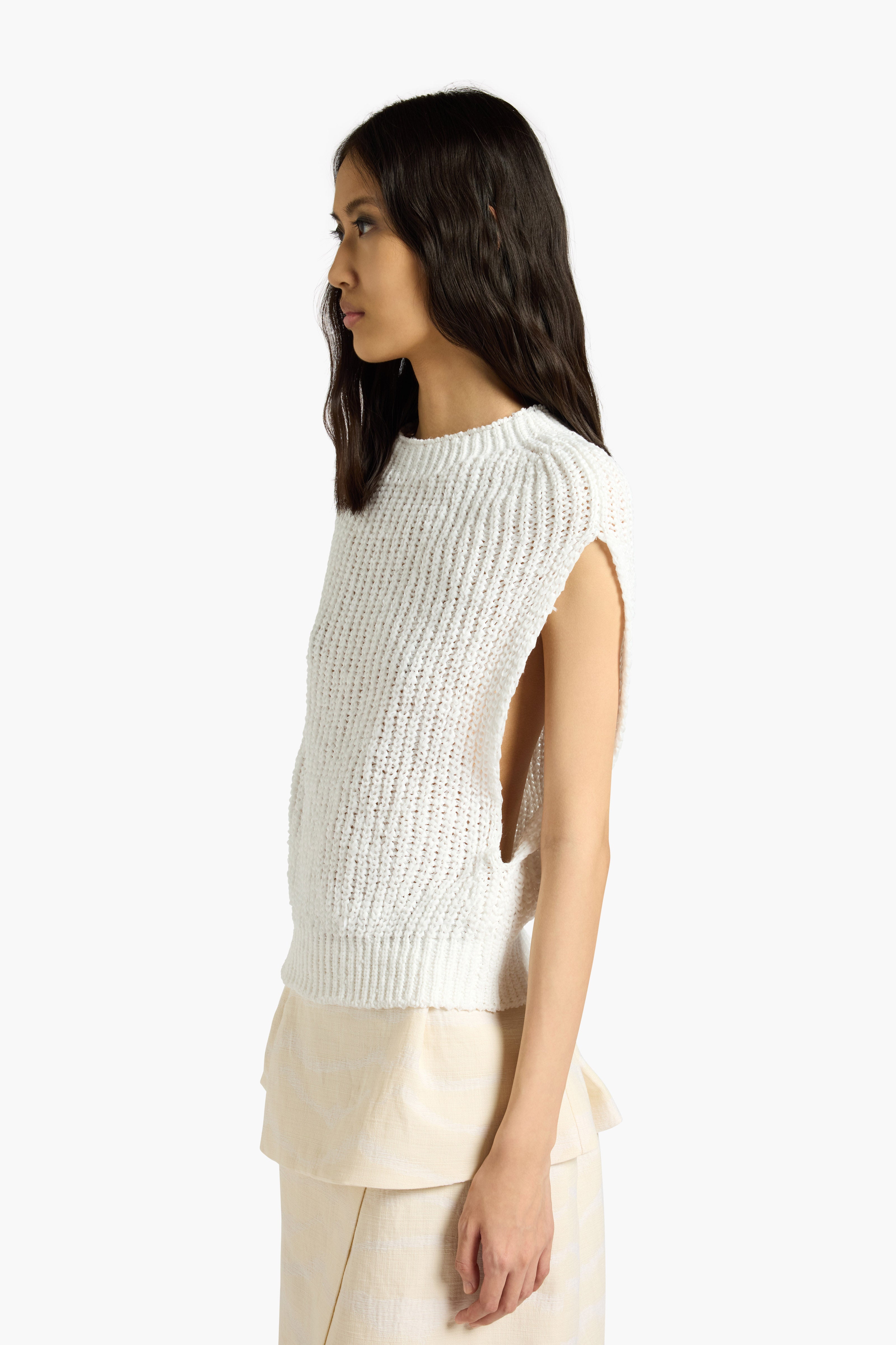 Liviana Conti Fedra top blanc col bateau