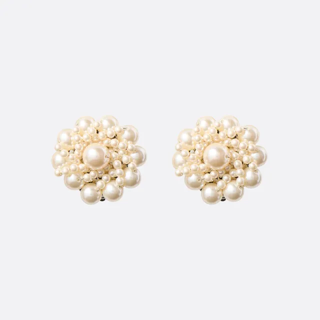 Alessandra Rich Multi-Pearl Earrings boucles clips perle