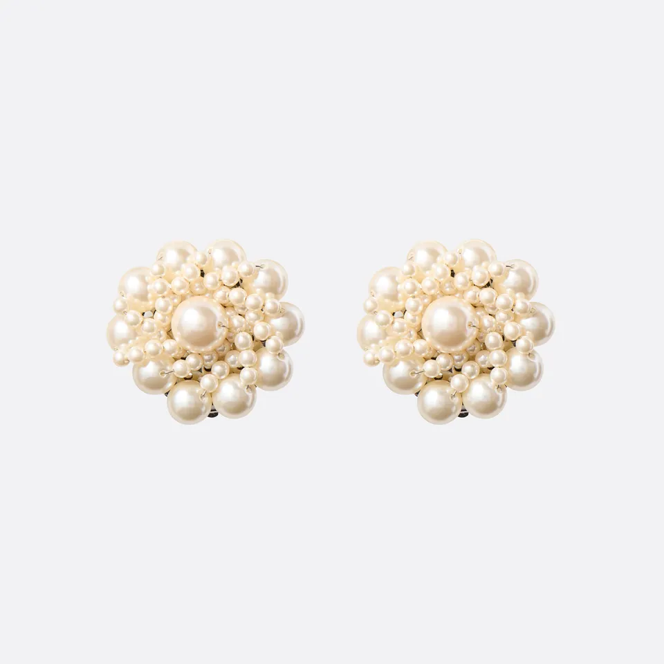 Alessandra Rich Multi-Pearl Earrings boucles clips perle