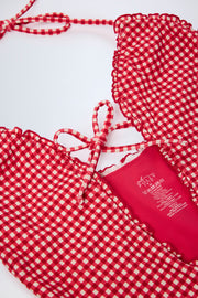 Oh Polly Montjoi Maillot 1 Pièce Rouge Vichy à Volants
