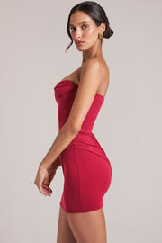Oh Polly robe bandeau bodycon mini rouge cerise modal
