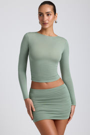 Oh Polly Cali 8640 mini jupe vert sauge froncée