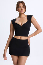 Oh Polly Modal Ruched Cap-Sleeve top noir col sweetheart