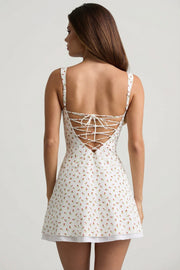Oh Polly Dresses Cymene robe mini coton imprimé rose lacée