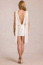 Oh Polly Venya robe mini satin pearl dos drapé foulard