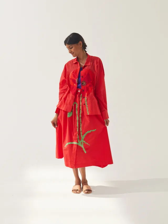 Mii Les iconiques Jupe Mona Coquelicot jupe coton rouge
