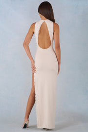 Oh Polly Dresses Modal robe maxi licou ivoire