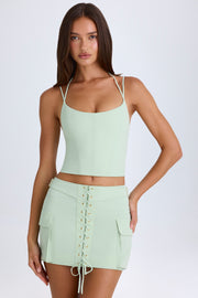 Oh Polly Mali 9414 mini jupe cargo verte à lacets