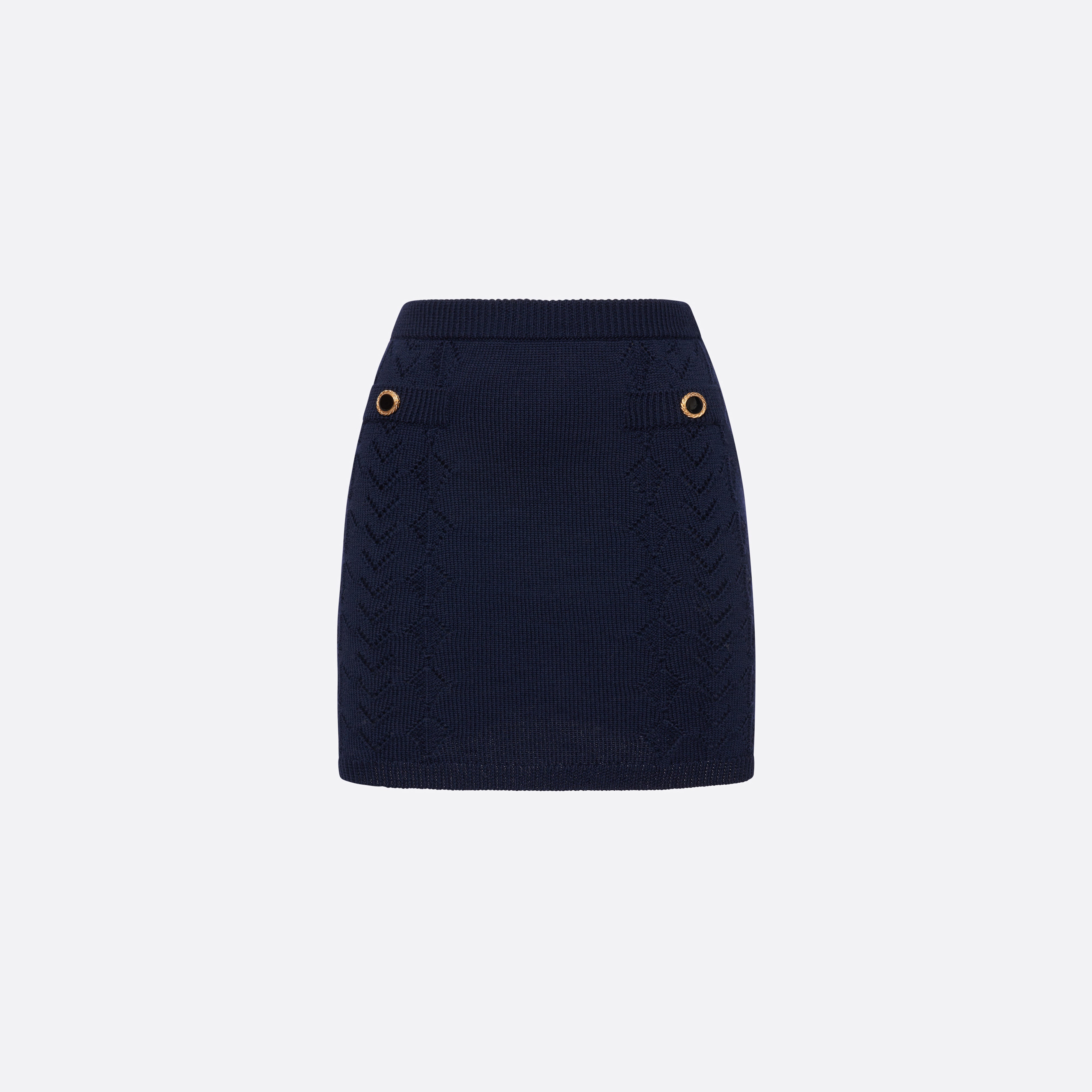 Alessandra Rich Skirts mini-jupe laine mérinos bleu marine