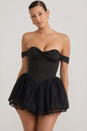 Oh Polly Meredith 11419 mini robe noire corset tulle