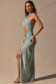 Oh Polly Caicos NS0923 robe maxi mesh vert Seafoam Green