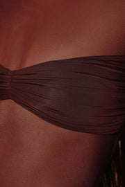 Oh Polly Essie robe mini marron mesh manches longues