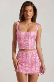 Oh Polly Lirael 14478 crop top col carré posy perles