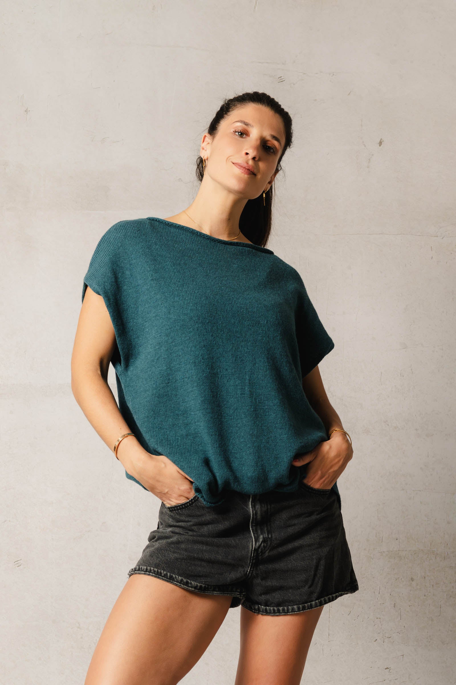 Thelma & Rose Willem poncho gris doux T1