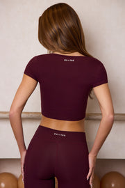 Oh Polly Bo+Tee Crop Top Bordeaux Col Cœur Stretch