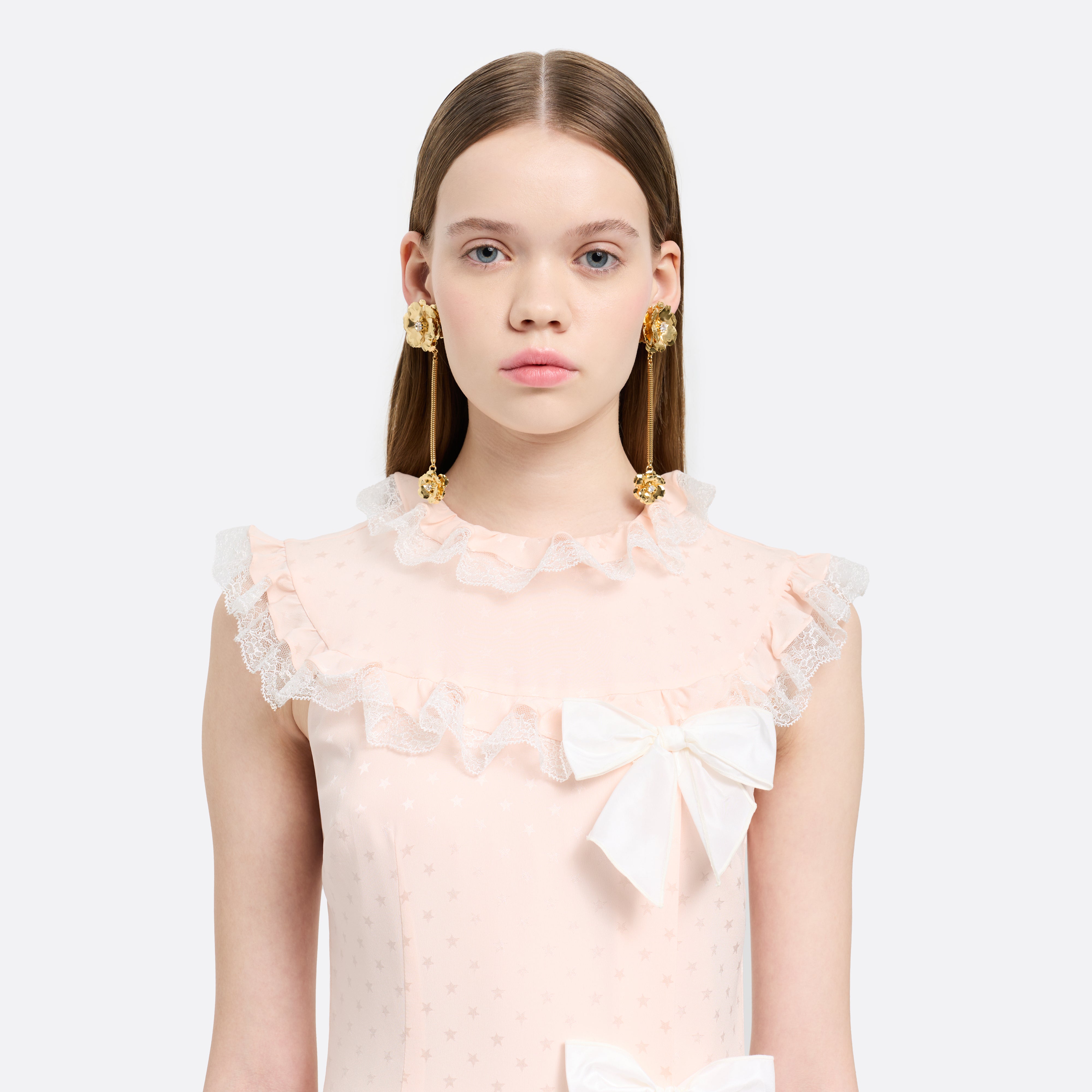 Alessandra Rich Flower Drop boucles fleurs doré OS