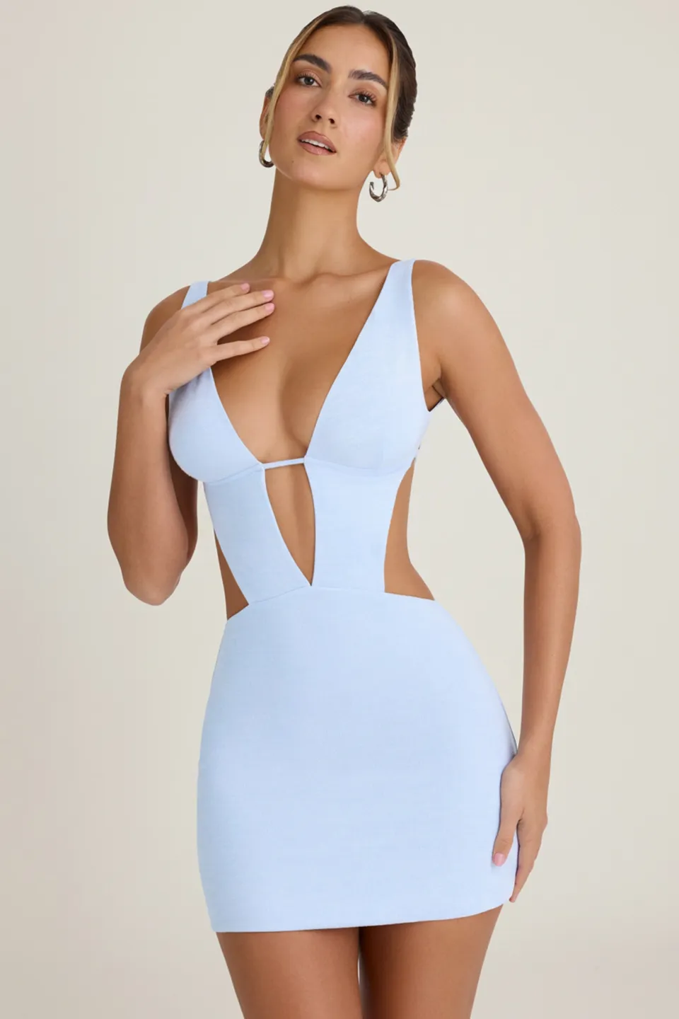 Oh Polly Gaia 10259 mini robe bleu pervenche ajourée