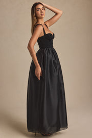 Oh Polly Delancey Robe Corset Noire Maxi Perles