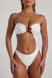 Oh Polly Tulum maillot une pièce bandeau ivoire perles