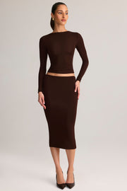 Oh Polly Aven Jupe Crayon Midi Marron Modal